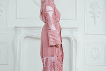Pink Velvet Burnout Abaya