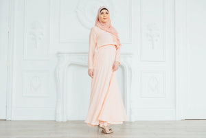 Aizah Peach Maxi Dress Hijabimama