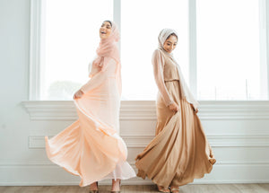 Aizah Peach Maxi Dress Hijabimama