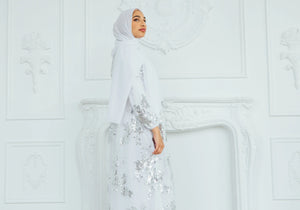 White Sequin Faux Wrap Dress Hijabimama