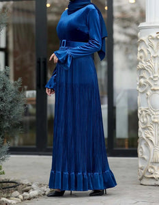 Royal Blue Velvet Dress - Hijabimama