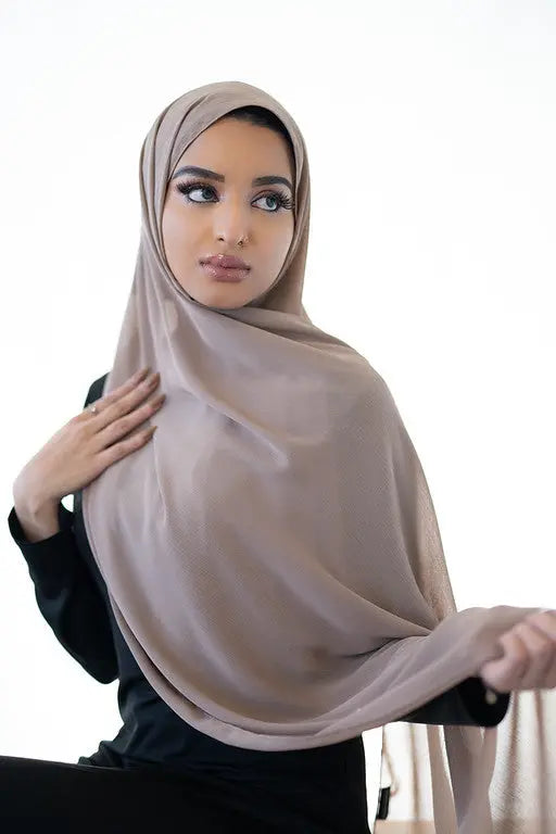 Taupe Crinkle Crepe Hijab
