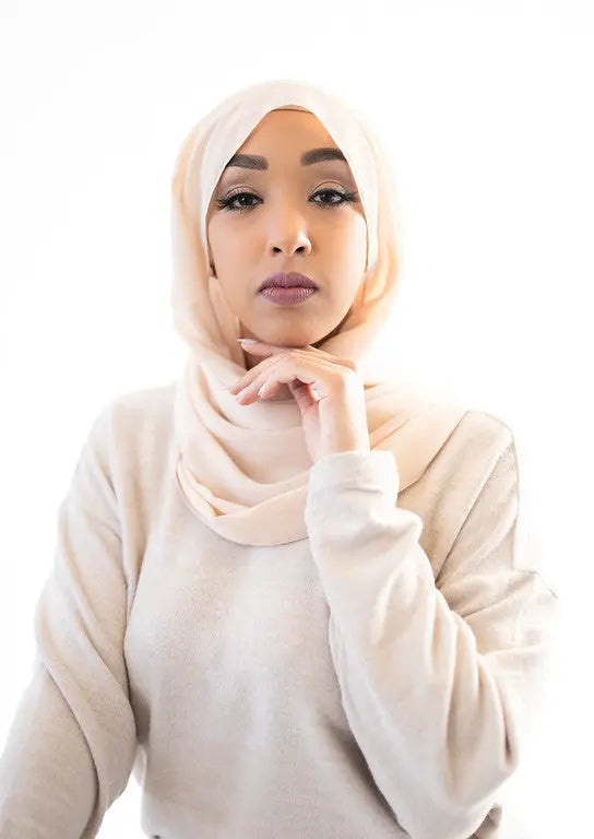Cream Crinkle Crepe Hijab Hijabimama