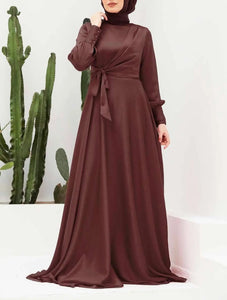 Chocolate Satin Side Tie Gown Hijabimama