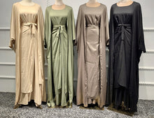 Mocha 3 Piece Linen Abaya Set