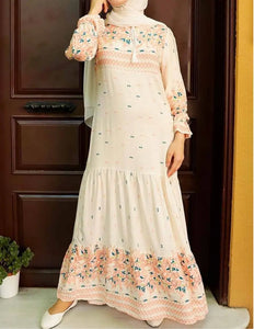 Cream Cotton/Viscose Dress Hijabimama