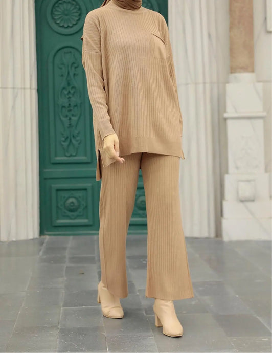 Two Piece Camel Sweater Set