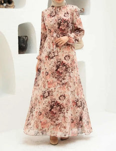 Enchanted Garden Floral Chiffon Dress Hijabimama