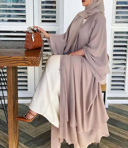 Beige Chiffon layered Abaya