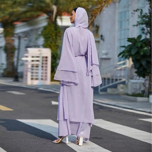 Lilac Chiffon layered Abaya