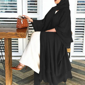 Black Chiffon layered Abaya