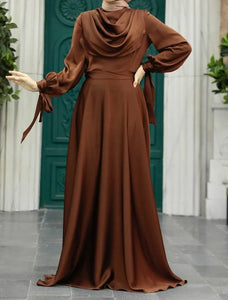 brown satin dress