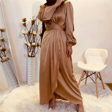 wrap front satin full sleeve mmosewg maxi dress