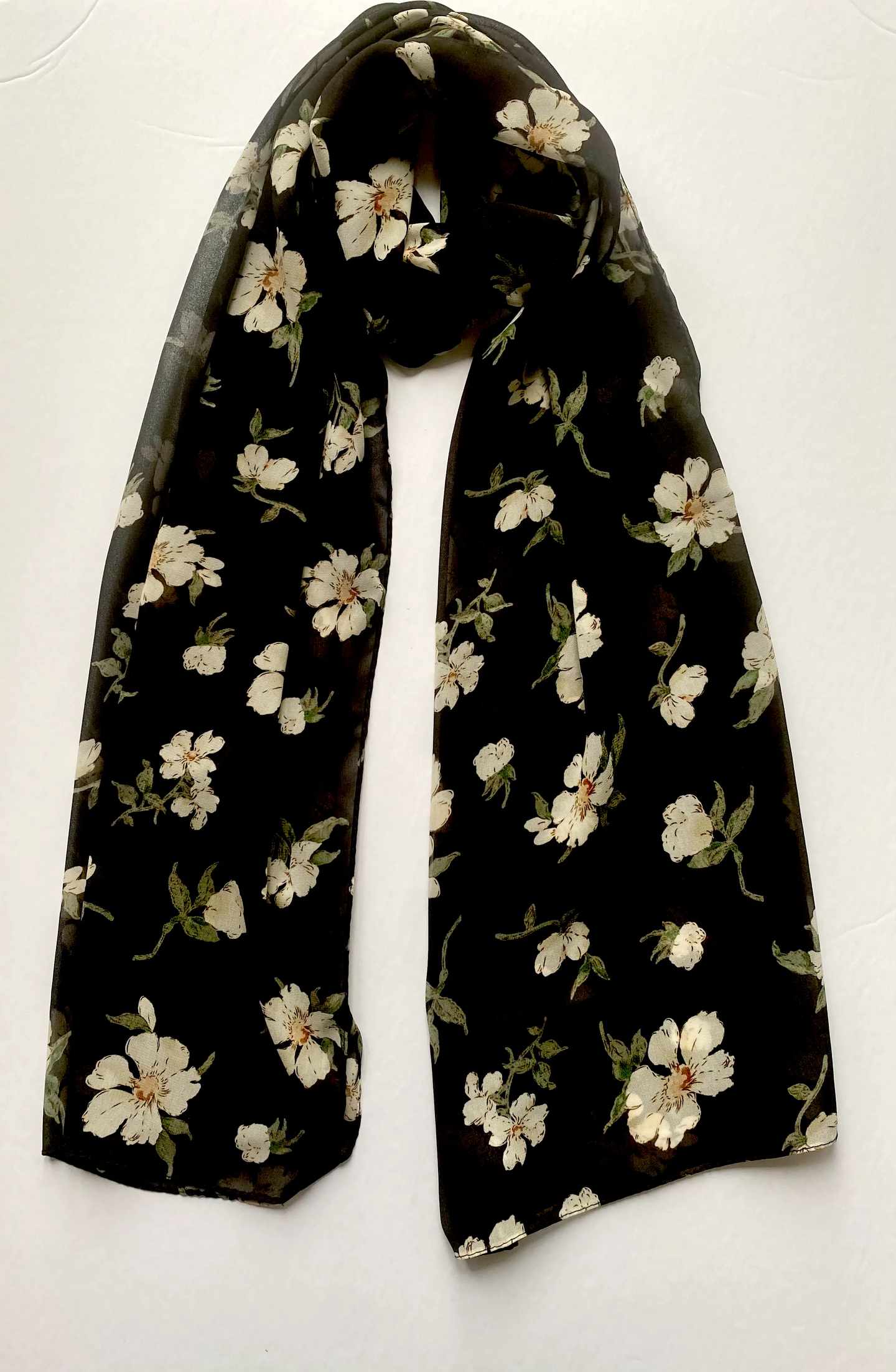 black floral chiffon hijab 