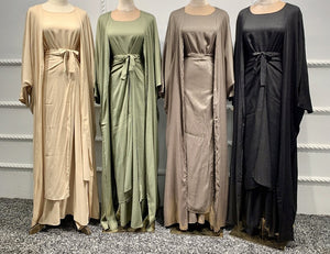 Sage 3 Piece Linen Abaya Set
