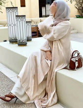 Aliya Beige Balloon Sleeve Abaya