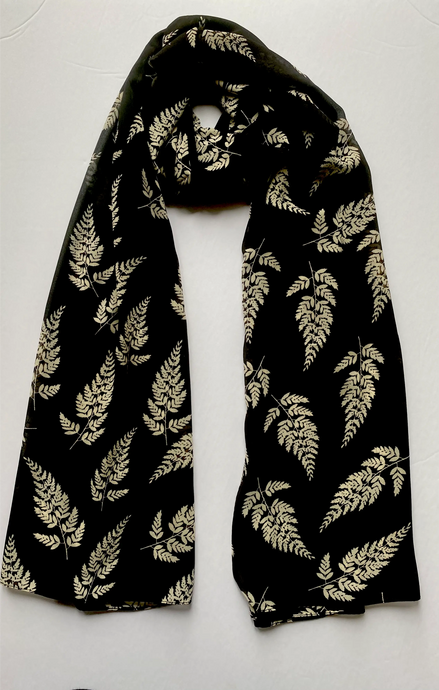 leaf print chiffon hijab, scarf 