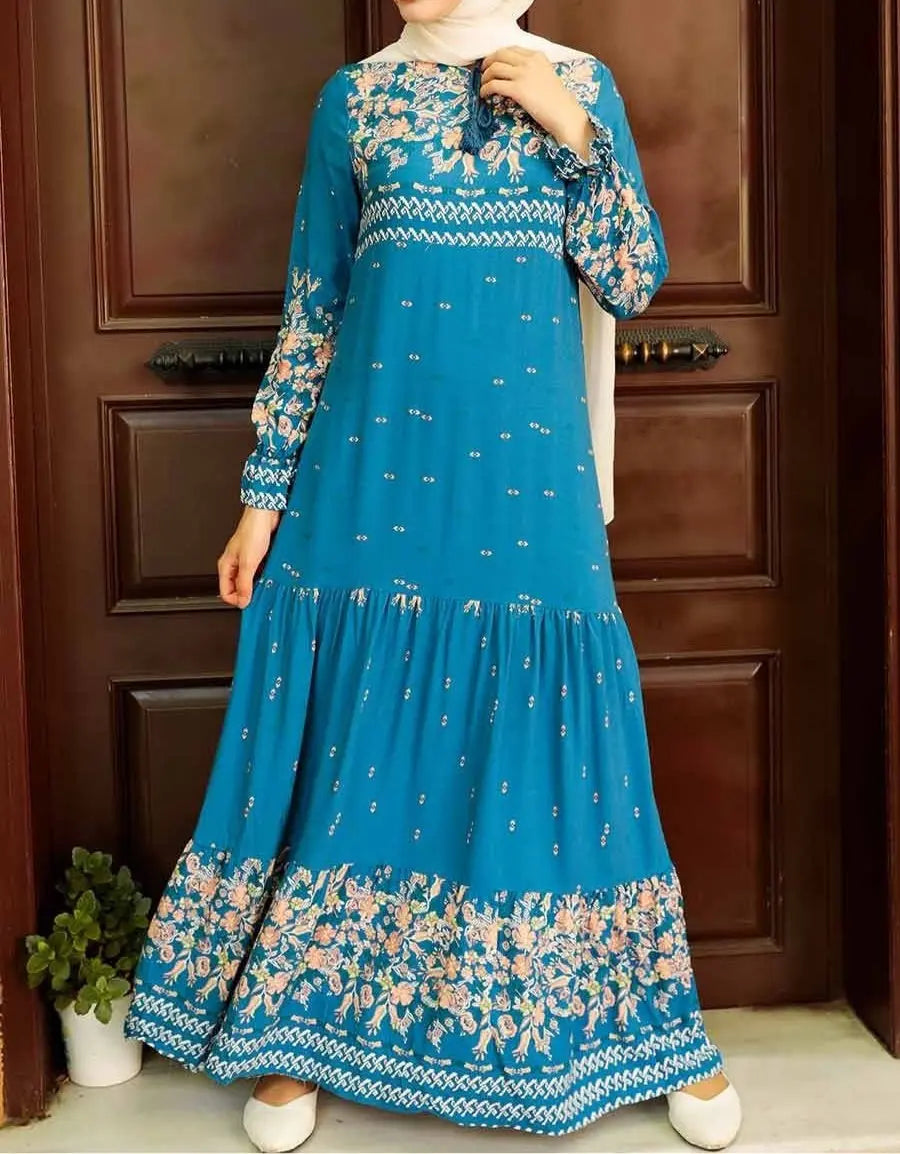 Blue Cotton/Viscose Dress Hijabimama
