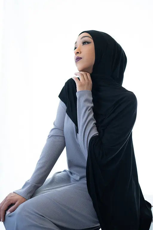Black Instant Jersey Hijab