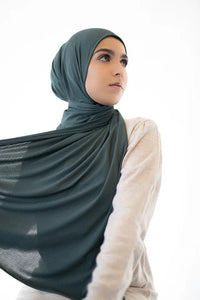 Teal Ribbed Jersey Hijab