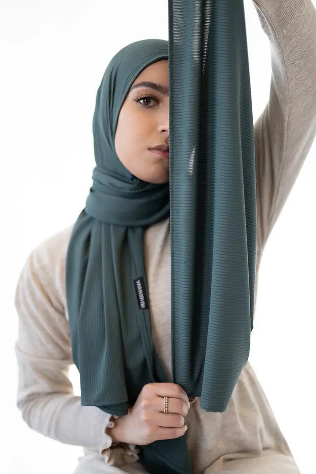 Teal Ribbed Jersey Hijab Hijabimama