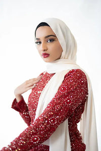 cream satin crepe hijab 
